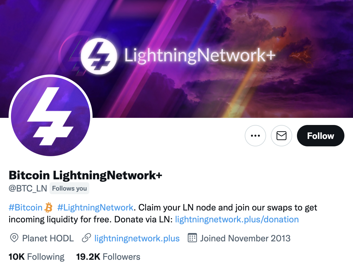 Bitcoin LightningNetwork+ Twitter Profile